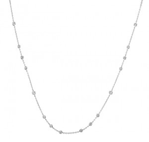 18k White Gold Cascade Diamond Bezel Necklace