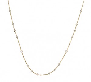 18k Yellow Gold Cascade Diamond Bezel Necklace
