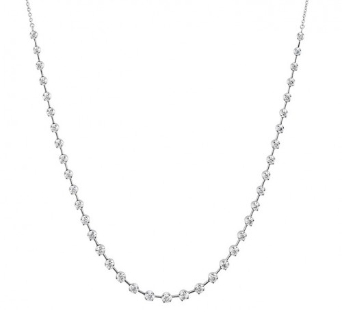 18k White Gold Serena Diamond Station Necklace