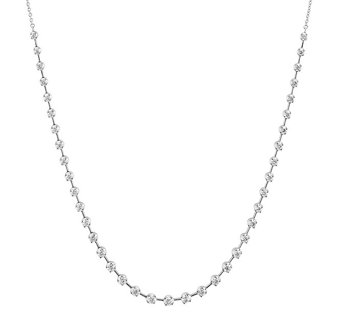18k White Gold Serena Diamond Station Necklace