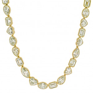 Rahaminov 18k Yellow Gold & Mixed Shape Diamond Tennis Necklace