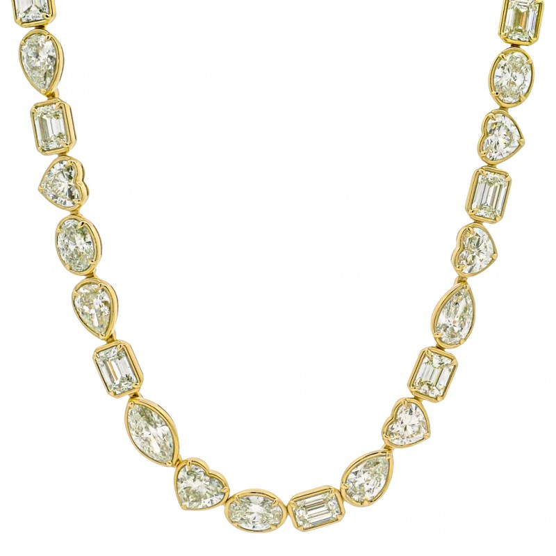 Rahaminov 18k Yellow Gold & Mixed Shape Diamond Tennis Necklace