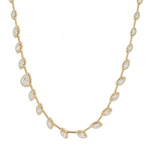 Kwiat 18k Yellow Gold "Starry Night" Offset Bezel Set Pear Shape Diamond Bar Tennis Necklace