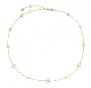 Roberto Coin 18k Yellow Gold "Principessa" Diamond & Flower Station Necklace