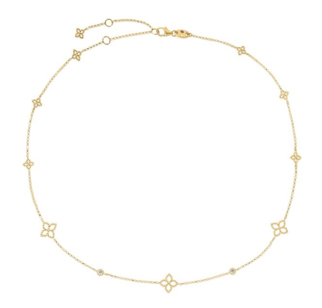 Roberto Coin 18k Yellow Gold "Principessa" Diamond & Flower Station Necklace