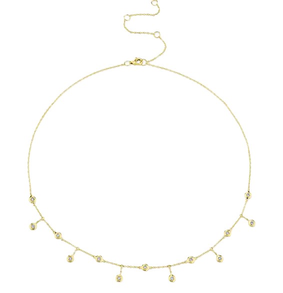 14k Yellow Gold & Diamond Shaker Necklace