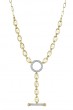 14k Yellow Gold Diamond Circle Link Lariat Necklace With 0.24 Carats of Round Diamonds.