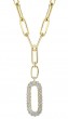 14k Yellow Gold & Diamond Paper Clip Link Necklace