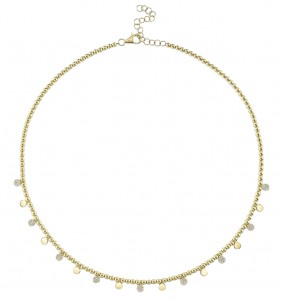 14k Yellow Gold & Diamond Pave Circle Necklace
