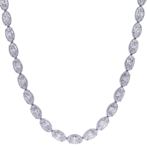 Rahaminov 18k White Gold Thin Bezel Set Diamond Necklace