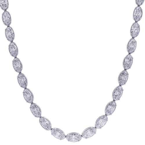 Rahaminov 18k White Gold Thin Bezel Set Diamond Necklace