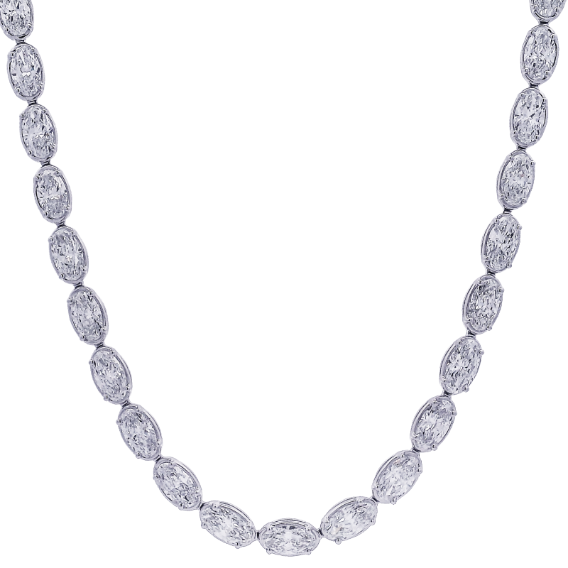 Rahaminov 18k White Gold Thin Bezel Set Diamond Necklace