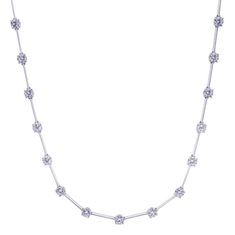 Rahaminov 18k White Gold & Diamond Bar Necklace