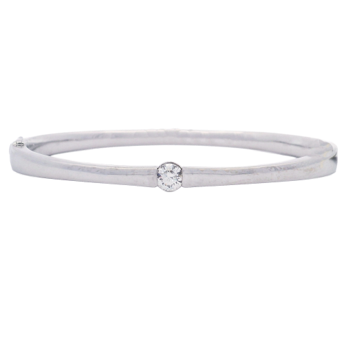 18k White Gold Solitaire Diamond Bangle Bracelet