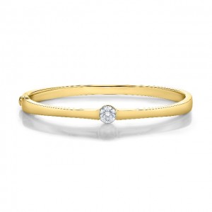 Yellow Gold Solitude Diamond Bangle Bracelet