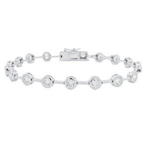 18k White Gold Bezel Set Diamond Bar Bracelet
