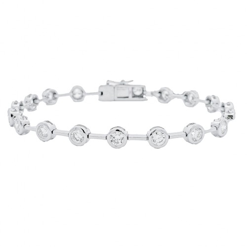 18k White Gold Bezel Set Diamond Bar Bracelet