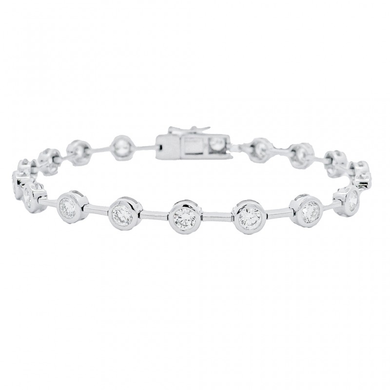 18k White Gold Bezel Set Diamond Bar Bracelet