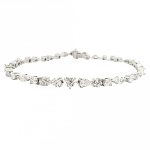 18k White Gold Mixed Shape Diamond Bracelet