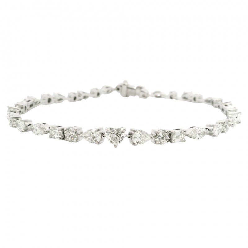 18k White Gold Mixed Shape Diamond Bracelet