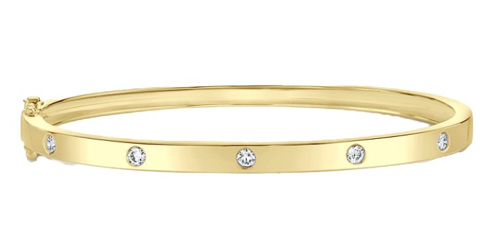 14k Yellow Gold & Diamond Bangle Bracelet