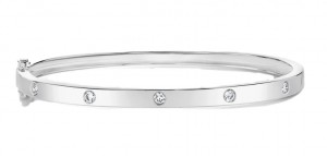 14K White Gold & Diamond Bangle Bracelet
