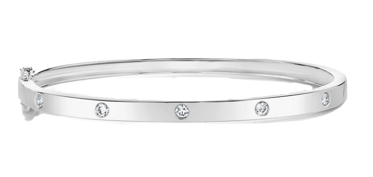14K White Gold & Diamond Bangle Bracelet