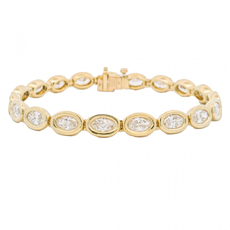 Rahaminov 18k Yellow Gold Domed Bezel Set Moval Diamond Bracelet