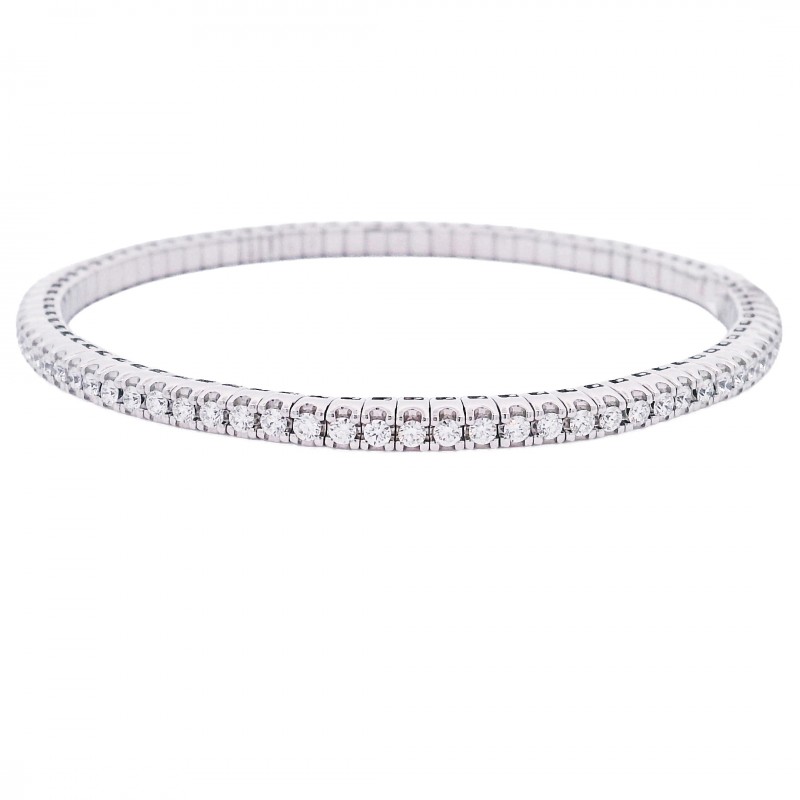 1.80 Carat 18k White Gold Diamond Stretch Bracelet