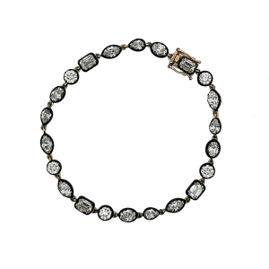 18k Yellow Gold Diamond Mixed Shape Tennis Bracelet with Black Rhodium