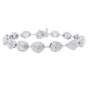 Rahaminov 18k White Gold & Mixed Shape Diamond Bar Bracelet