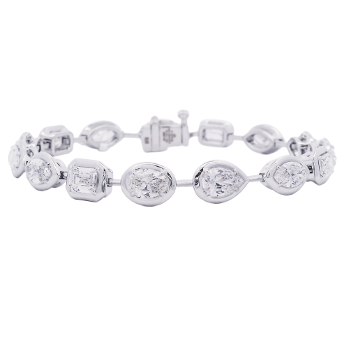 Rahaminov 18k White Gold & Mixed Shape Diamond Bar Bracelet