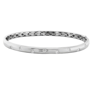 18k White Gold Gypsy Diamond Bangle Bracelet