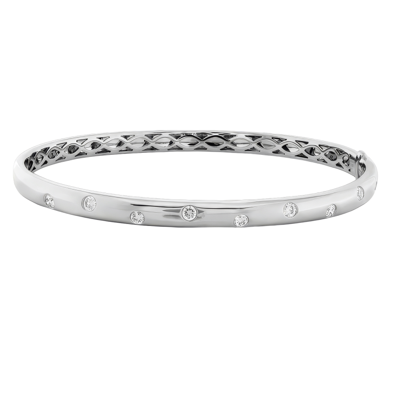 18k White Gold Gypsy Diamond Bangle Bracelet
