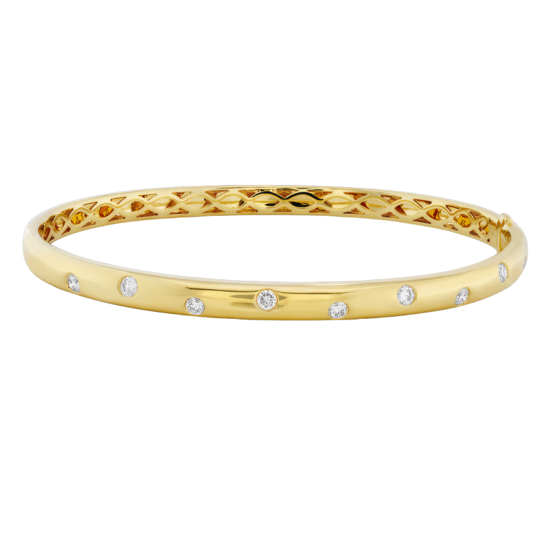 18k Yellow Gold & Diamond Gypsy Bangle Bracelet
