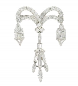 Estate 14k White Gold & Diamond Chandelier Brooch
