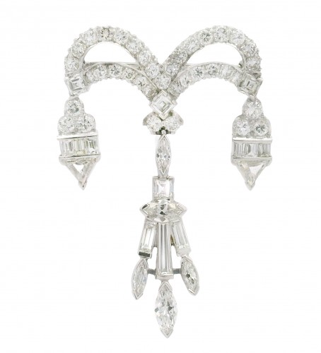 Estate 14k White Gold & Diamond Chandelier Brooch