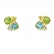 14k Yellow Gold Blue Topaz and Peridot Earrings