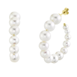 14k Yellow Gold & Pearl Hoop Earrings