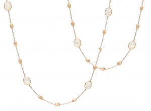 Marco Bicego Siviglia Collection 18k Yellow Gold Long Necklace With Mother of Pearl Stations