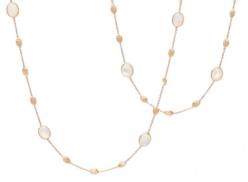 Marco Bicego Siviglia Collection 18k Yellow Gold Long Necklace With Mother of Pearl Stations