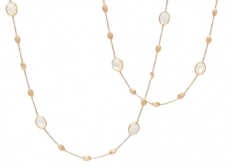 Marco Bicego Siviglia Collection 18k Yellow Gold Long Necklace With Mother of Pearl Stations