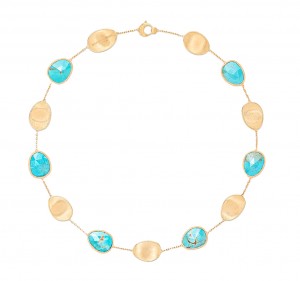 Marco Bicego 18k Yellow Gold & Turquoise Lunaria Collection Collar Necklace.