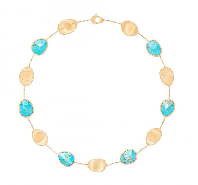 Marco Bicego 18k Yellow Gold & Turquoise Lunaria Collection Collar Necklace.