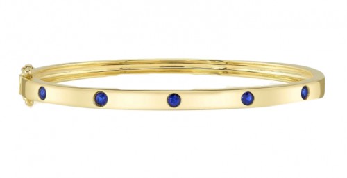 14k Yellow Gold & Sapphire Bangle