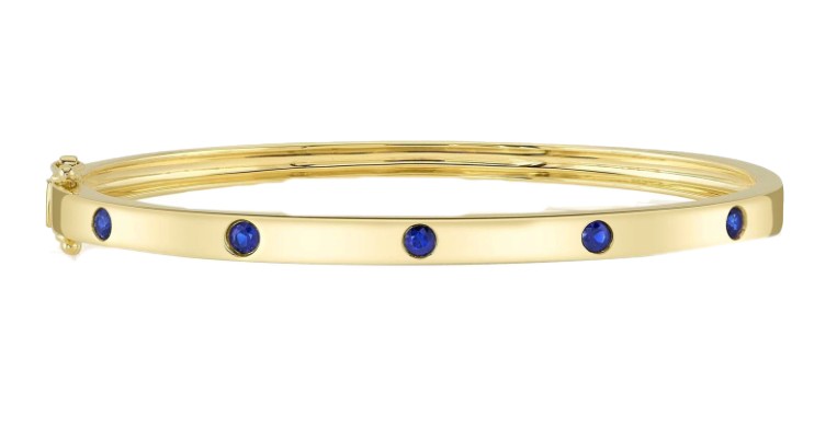 14k Yellow Gold & Sapphire Bangle