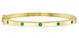14k Yellow Gold & Emerald Bangle
