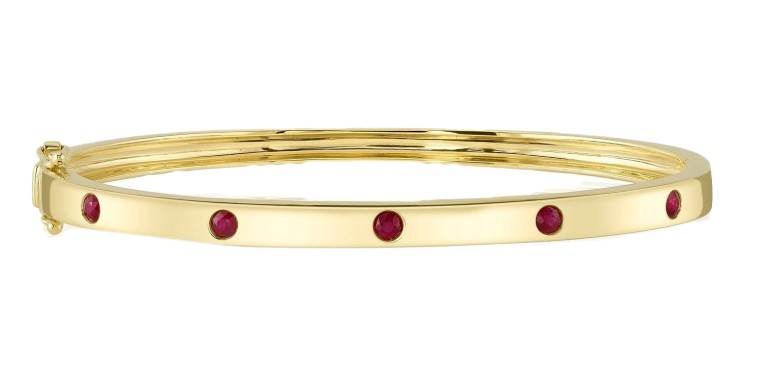 14k Yellow Gold & Ruby Bangle