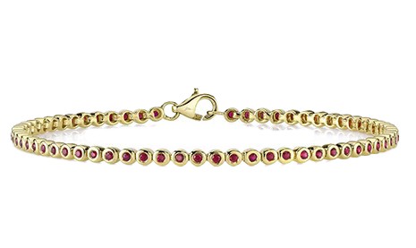 14k Yellow Gold & Ruby Bezel Set Tennis Bracelet