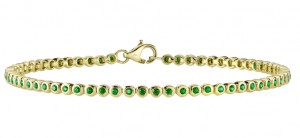 14k Yellow Gold & Emerald Bezel Set Tennis Bracelet